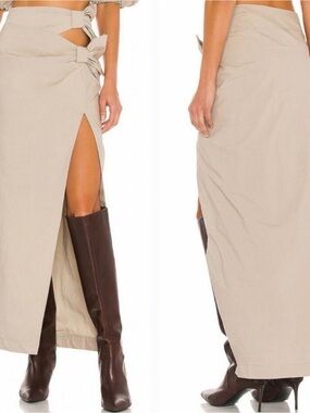 LPA Sofia Maxi Skirt with Side Bow Detail Size Small